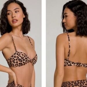 GOOD AMERICAN Bikini Top Extra Large Sexy Twist Swim Beach Animal Print NWT